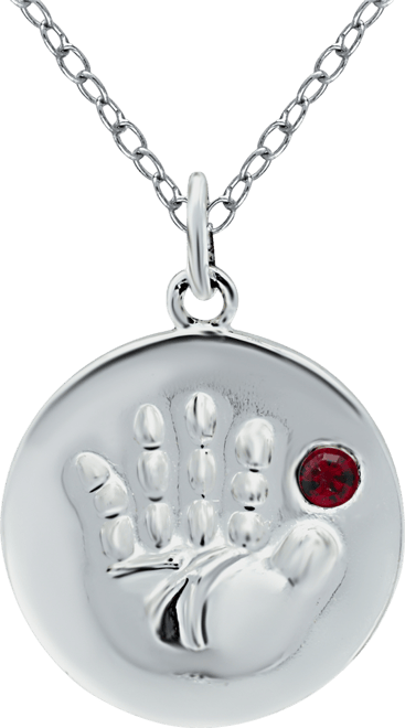 Crystal Birth Month "Handprint" Disc 18" Pendant in Sterling Silver, Created for Macy's