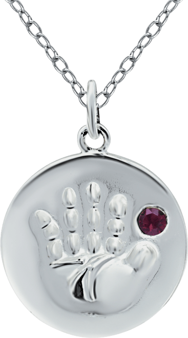 Crystal Birth Month "Handprint" Disc 18" Pendant in Sterling Silver, Created for Macy's
