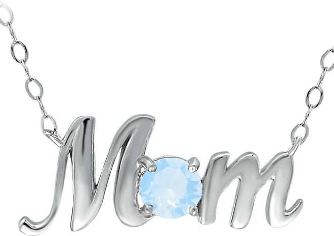 Crystal Birth Month "Mom" Pendant Necklace in Sterling Silver, 16" + 2" extender, Created for Macy's