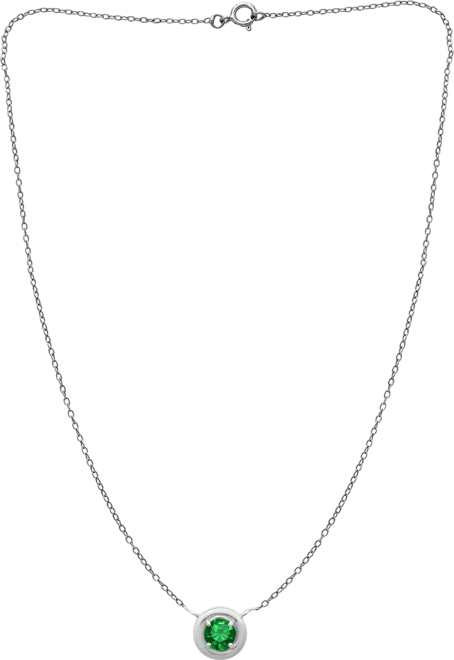 Green Cubic Zirconia Framed 16" Pendant Necklace, Created for Macy's