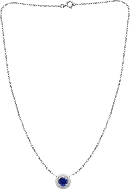 Blue Cubic Zirconia Framed 16" Pendant Necklace, Created for Macy's