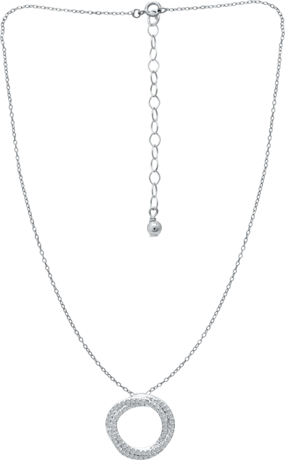 Cubic Zirconia Twisted Circle 16" Pendant Necklace, Created for Macy's