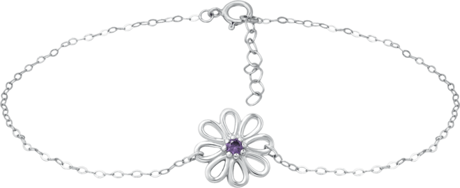 Cubic Zirconia Ankle Bracelet in Sterling Silver (Also in Lab-Created Pink Sapphire), Created for Macy's