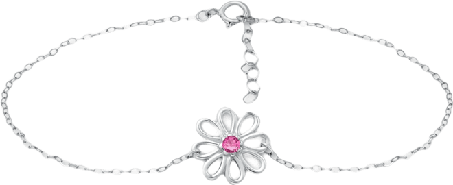 Cubic Zirconia Ankle Bracelet in Sterling Silver (Also in Lab-Created Pink Sapphire), Created for Macy's