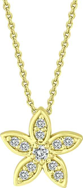 Cubic Zirconia Star Flower Pendant Necklace in 18k Gold-Plated Sterling Silver, 16" + 2", Created for Macy's