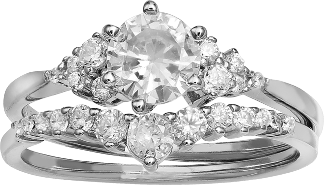 2-Pc. Set Cubic Zirconia Ring & Matching Band in Sterling Silver, Created for Macy's