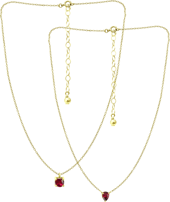Created Ruby Pendant Set, 2 Piece