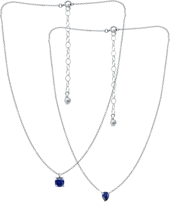 Simulated Blue Sapphire Pendant Set, 2 Piece