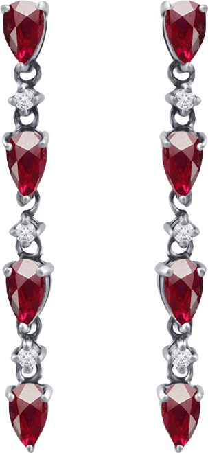 Created Ruby and Cubic Zirconia Linear Drop Earrings