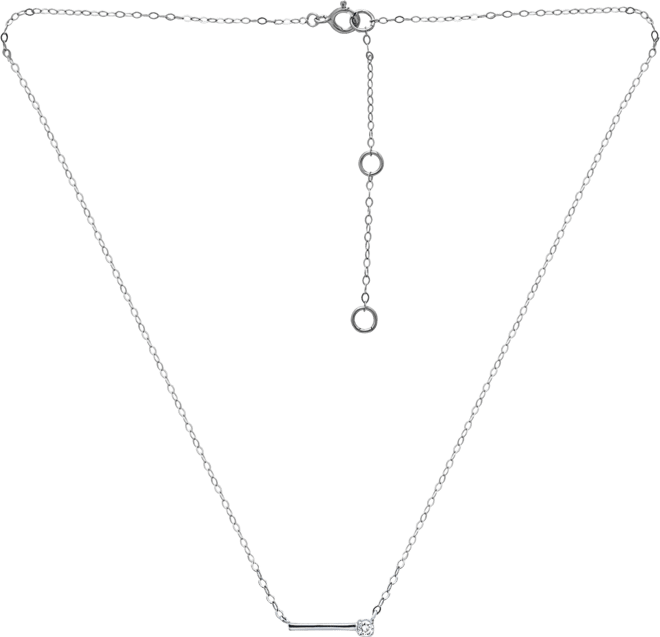 Cubic Zirconia Solitaire Bar Pendant Necklace, 16" + 2" extender, Created for Macy's
