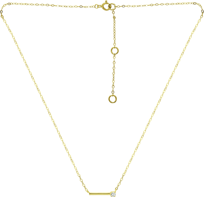 Cubic Zirconia Solitaire Bar Pendant Necklace, 16" + 2" extender, Created for Macy's