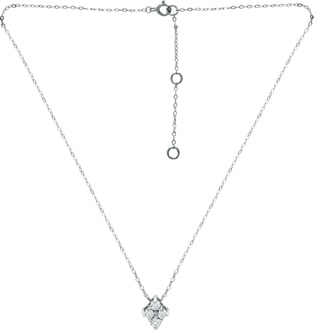 Cubic Zirconia Cluster Pendant Necklace, 16" + 2" extender, Created for Macy's