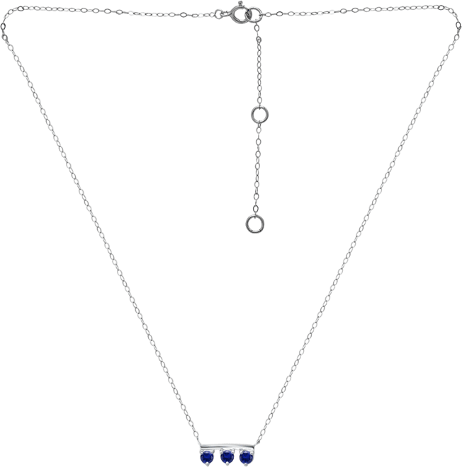 Lab-Grown Imitation Blue Sapphire Trio Pendant Necklace, 16" + 2" extender (Also in Lab-Grown Green Quartz & Ruby), Created for Macy's -