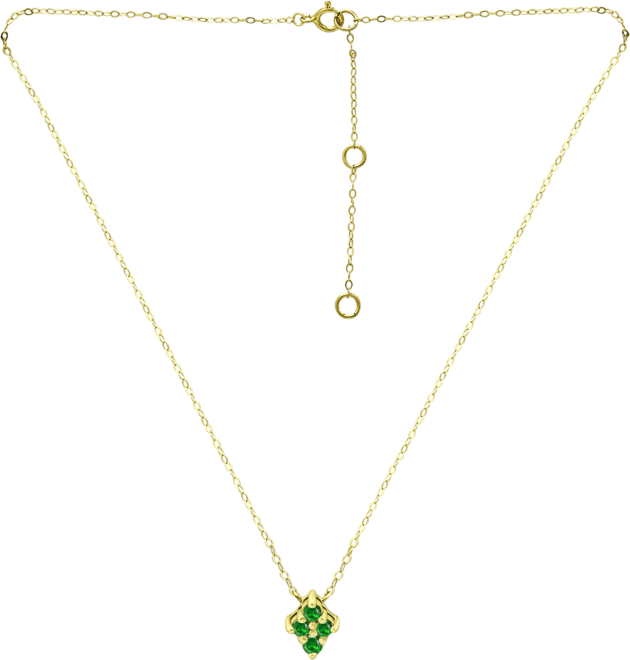 Lab-Grown Green Quartz Cluster Pendant Necklace, 16" + 2" extender, Created for Macy's