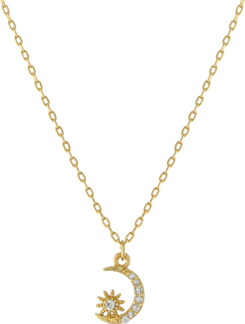Cubic Zirconia Moon & Star Pendant Necklace in Gold-Plated Sterling Silver, 16" + 2" extender, Created for Macy's