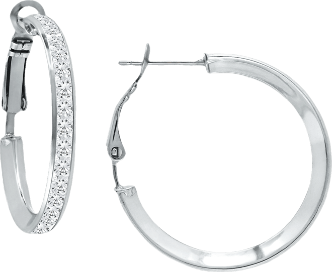 Cubic Zirconia Medium Hoop Earrings, 1", Created for Macy's