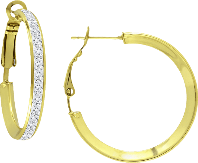 Cubic Zirconia Medium Hoop Earrings, 1", Created for Macy's