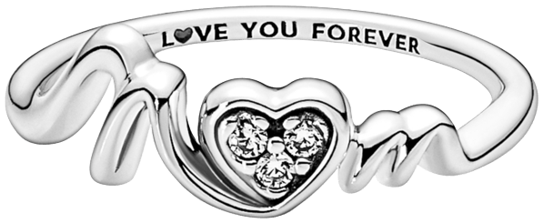 Cubic Zirconia Moments Mom Pave Heart Ring
