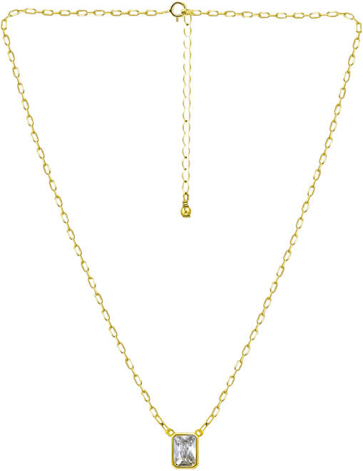 Cubic Zirconia Octagon Bezel Solitaire Pendant Necklace, 16" + 2" extender, Created for Macy's