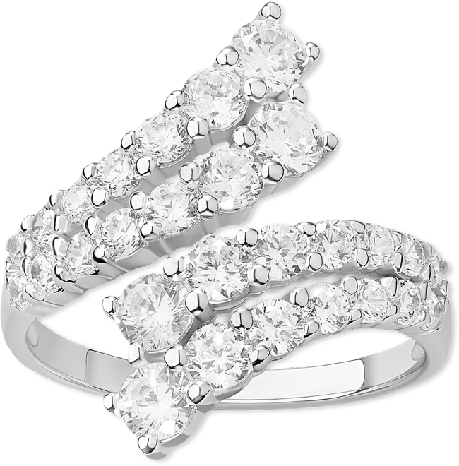 Cubic Zirconia Bypass Statement Ring in Sterling Silver, Created for Macy's