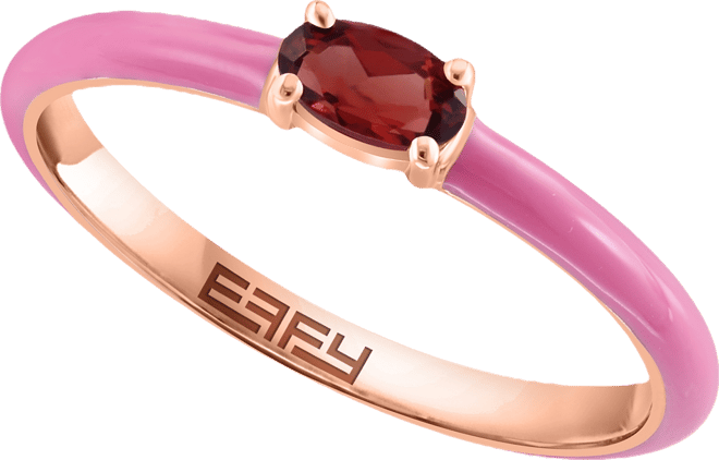 Effy Pink Opal (1/6 ct. t.w.) & Enamel Ring in Sterling Silver (Also available in Amethyst, Garnet, Citrine and Blue Topaz)