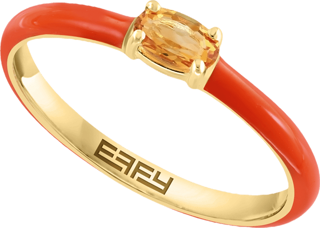 Effy Pink Opal (1/6 ct. t.w.) & Enamel Ring in Sterling Silver (Also available in Amethyst, Garnet, Citrine and Blue Topaz)