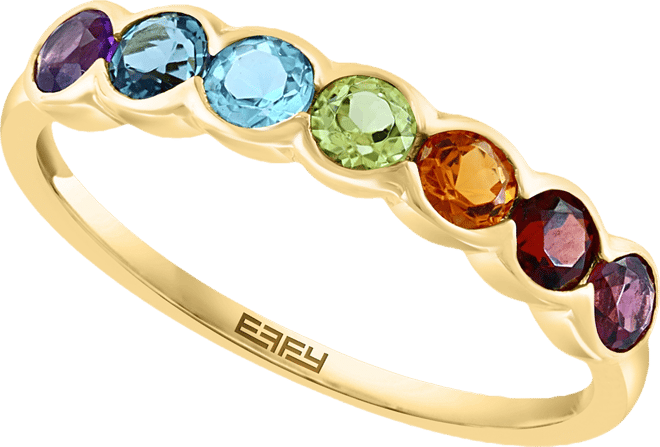 Effy Multi-Gemstone Scalloped Band (7/8 ct. t.w.) in 14k Gold-Plated Sterling Silver