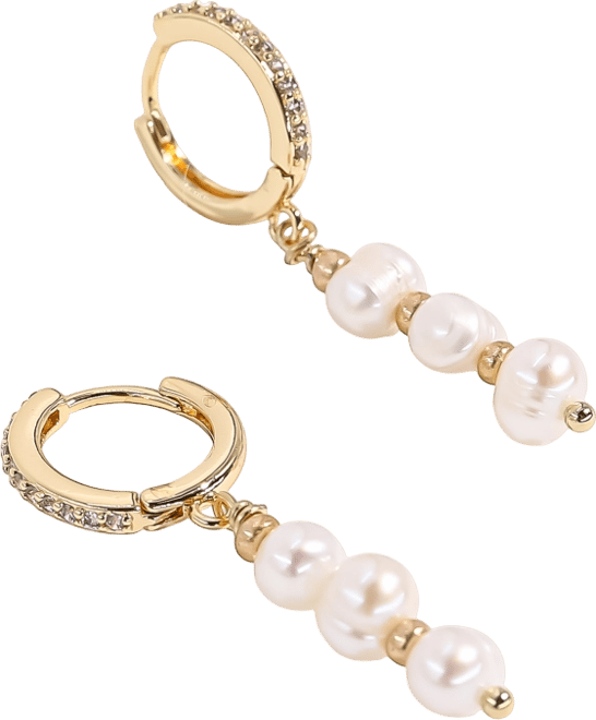 18K Gold Plated Freshwater Pearls with Rose Gold Beads- Mathilde Earrings For Women