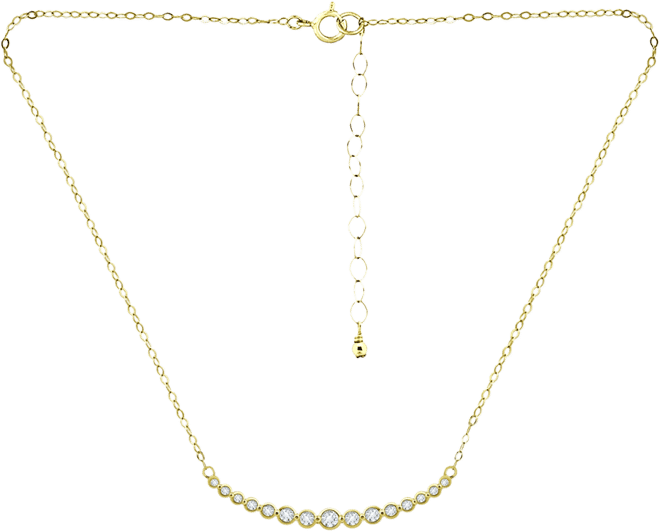 Cubic Zirconia Bezel Curved Bar Collar Necklace, 16" + 2" extender, Created for Macy's