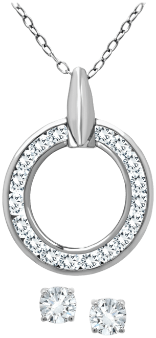 2-Pc. Set Cubic Zirconia Circle Pendant Necklace & Stud Earrings, Created for Macy's