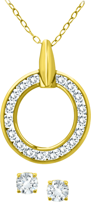 2-Pc. Set Cubic Zirconia Circle Pendant Necklace & Stud Earrings, Created for Macy's