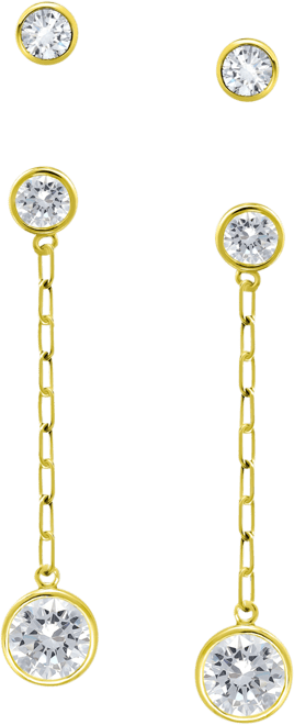 2-Pc. Set Cubic Zirconia Bezel Stud & Chain Drop Earrings, Created for Macy's