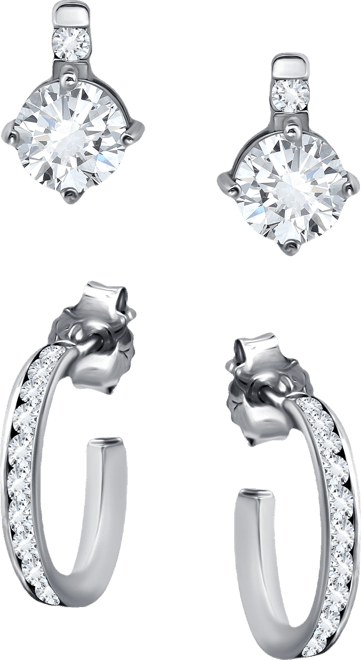 2-Pc. Set Cubic Zirconia Stud & Hoop Earrings, Created for Macy's