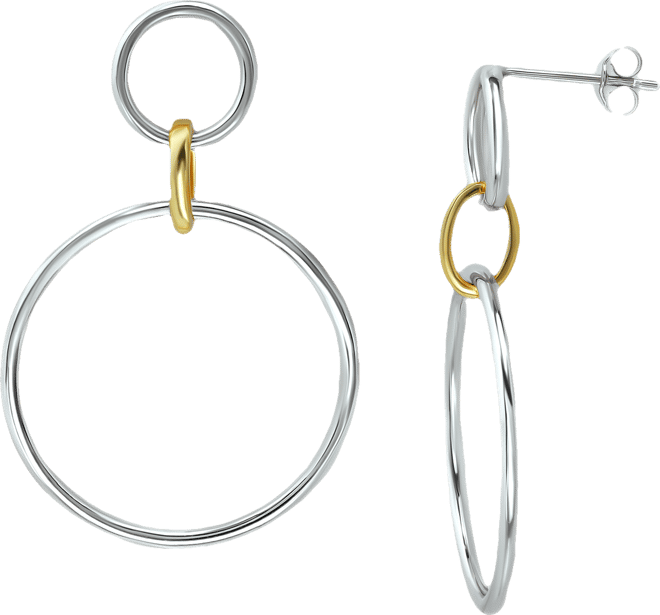 Polished Interlocking Circle Drop Earrings in Sterling Silver & 18k Gold-Plate, Created for Macy's