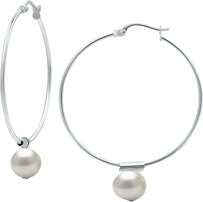 Cultured Freshwater Pearl Wire Hoop Earrings in Sterling Silver (Also in Dyed Howlite & Onyx), Created for Macy's