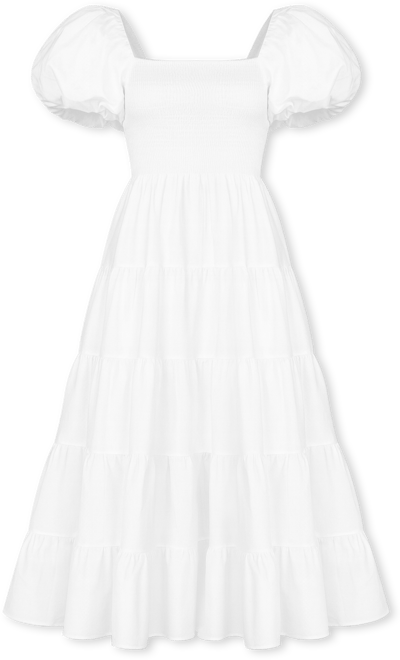 Women's Annette Puff Sleeve Shirred Midi Dress