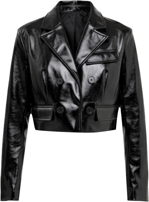 Women's Shiny Faux Leather Cropped Jacket