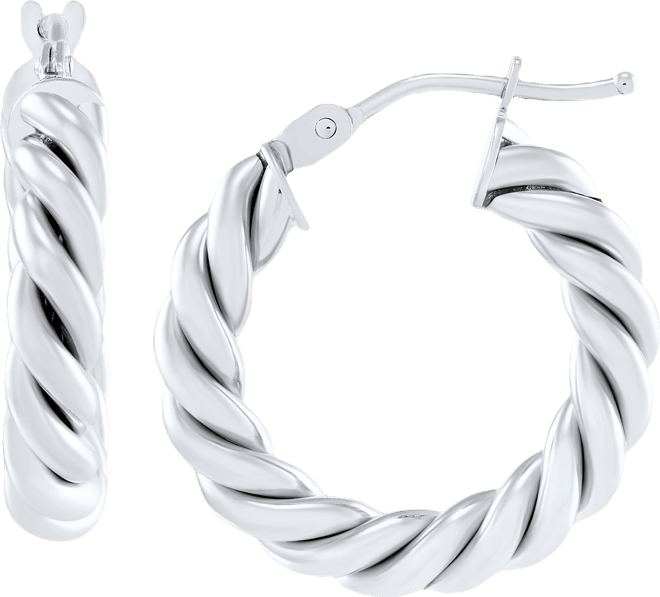 Twist-Style Tube Small Hoop Earrings in 10k Gold, 3/4"