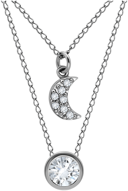 2-Pc. Set Cubic Zirconia Pave Moon & Solitaire Pendant Necklaces, Created for Macy's