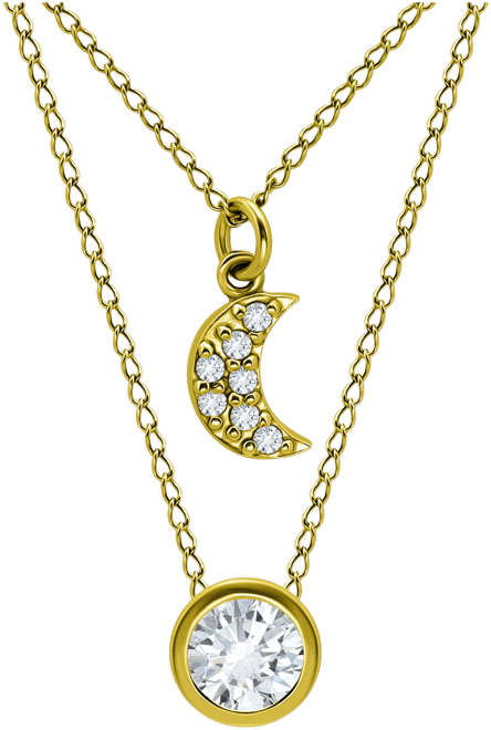 2-Pc. Set Cubic Zirconia Pave Moon & Solitaire Pendant Necklaces, Created for Macy's