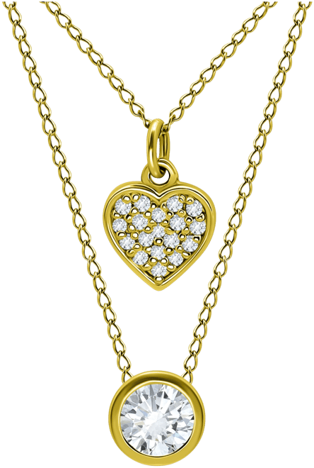 2-Pc. Set Cubic Zirconia Pave Heart & Solitaire Bezel Pendant Necklaces, Created for Macy's