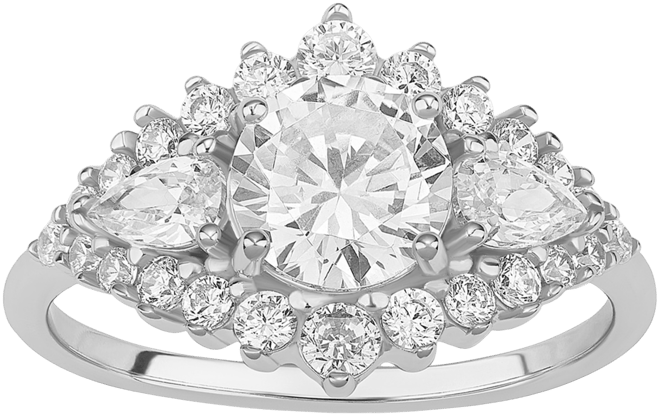 Cubic Zirconia Halo Cluster Ring in Sterling Silver, Created for Macy's