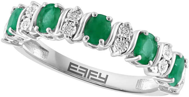 Effy Emerald (1-1/20 ct. t.w.) & Diamond (1/20 ct. t.w.) Ring in Sterling Silver (Also in Ruby & Sapphire)