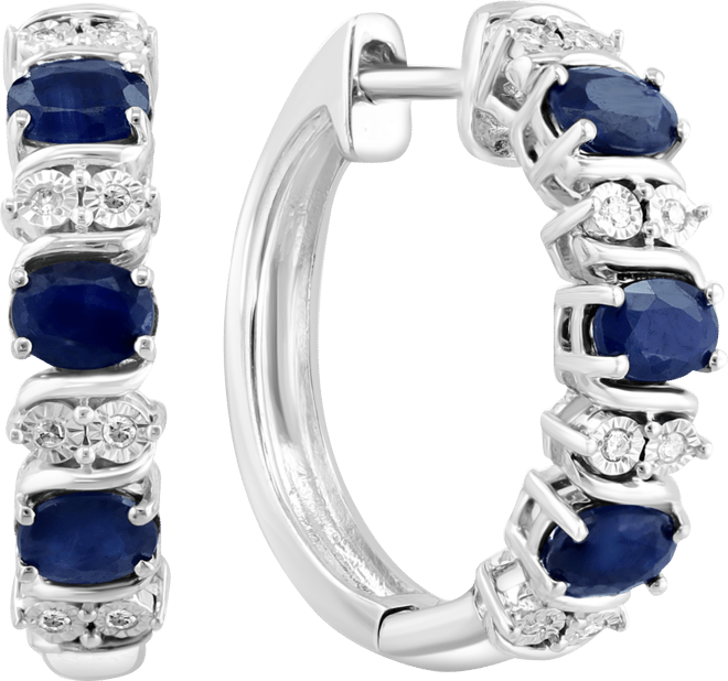 Effy Emerald (1-1/6 ct. t.w.) & Diamond (1/20 ct. t.w.) Extra Small Hoop Earrings in Sterling Silver, 0.33" (Also available in Ruby and Sapphire)