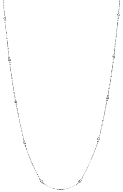 Effy Diamond Bezel Station 18" Collar Necklace (1/6 ct. t.w.) in Sterling Silver