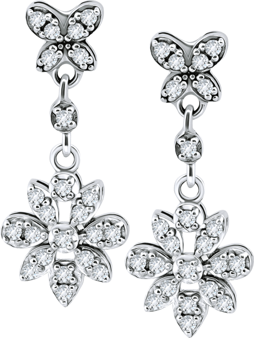 Cubic Zirconia Flower Drop Earrings in Sterling Silver, Created for Macy's