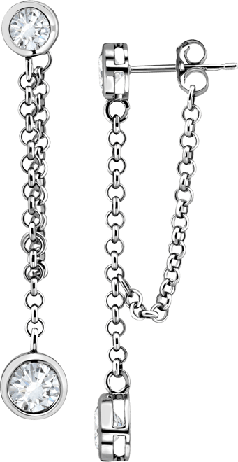 Cubic Zirconia Chain Bezel Drop Earrings in Sterling Silver, Created for Macy's