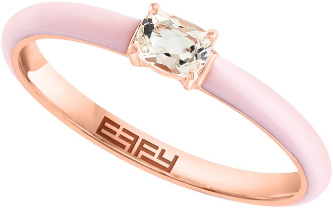 Effy Morganite (1/5 ct. t.w.) & Enamel Solitaire Ring in 14k Rose-Gold-Plated Sterling Silver