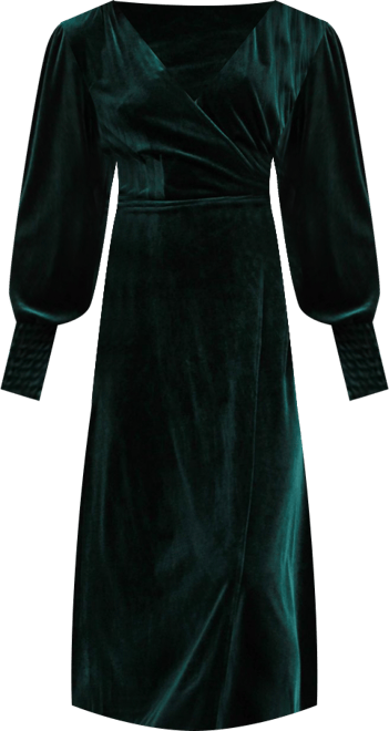 bloomingdales long sleeve dark green velvet dress Velvet Holiday Dresses