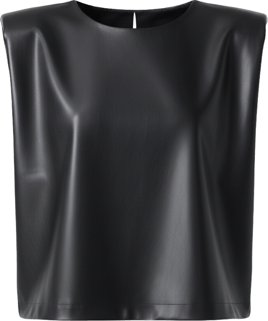 Women's Shoulder Padded Leather Top